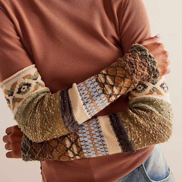 We The Free All Too Well Cuff Turtleneck Top in Raw Umber Combo XS NWT - Picture 8 of 12